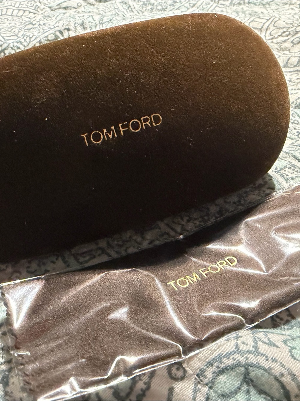 Tom Ford Brown Velvet Sunglasses Case with Branded Pouch